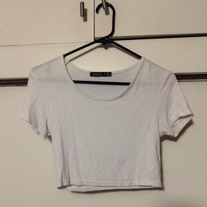boohoo White Crop T-Shirt Size 6